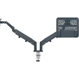 Leitz Ergo Platzsparender Dual Monitorarm mit Laptophalterung Grau