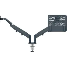 Leitz Ergo Platzsparender Dual Monitorarm mit Laptophalterung Grau