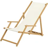 Erst-Holz Liegestuhl Gartenliege weiß Sonnenliege Strandliege Holz Deckchair Gartenmöbel Buche 10-303 N