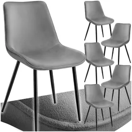 Tectake Esszimmerstuhl Monroe gepolstert Polyester grau 6er Set