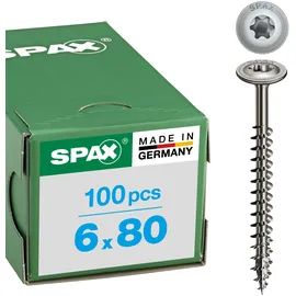 SPAX Edelstahl 6 x 80 mm Tellerkopf T-STAR plus Vollgewinde 4CUT Edelstahl rostfreiei A2