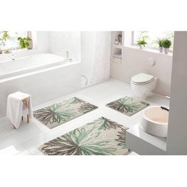 GRUND Bidet-Vorleger Art, Grün, Beige, Textil, Blume, rechteckig, 50x60 cm, Oeko-Tex® Standard 100, Made in Europe, rutschfest, Badtextilien, Badematten