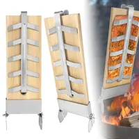 NAIZY Flammlachsbrett 2X Flammlachsbretter mit Edelstahl-Halterung Lachsbretter 5 Stufen Einstellbar Flammlachs für Feuerschale zum Grillen Outdoor Grill Zedernholzbrett Belastbarkeit bis 2,5KG