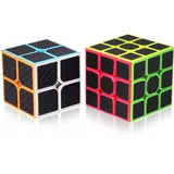 ROXENDA Zauberwürfel, Speed Würfel Set mit 2X2 3X3 Cube Originale, Speedcube mit Anleitun (Kohlefaser)