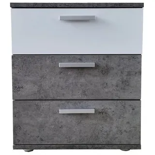 Hti-Living Nachtkommode 3 Schubladen Nina Beton Weiß