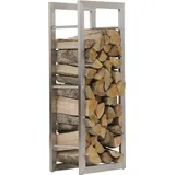 CLP Kaminholzregal Keri Edelstahl 25 x 60 x 150 cm grau
