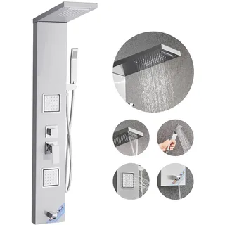 Vevor Duschpaneel-Turmsystem (5 Modi) mit Regenwasserfall-Duschkopf, (1345 mm) Duschsäule aus 304 Edelstahl, Regenmassagesystem zur Wandmontage, mit Handbrause & Wannenauslauf & 2 Körperdüsen