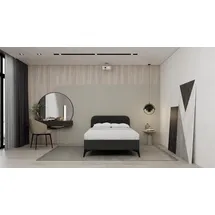 panda möbel Polsterbett, MAVILO - Komfortbett mit Stauraum, Einzelbett, 120x200cm,Schwarz, Taschenfederkernmatratze, H2/H3 - Schwarz,