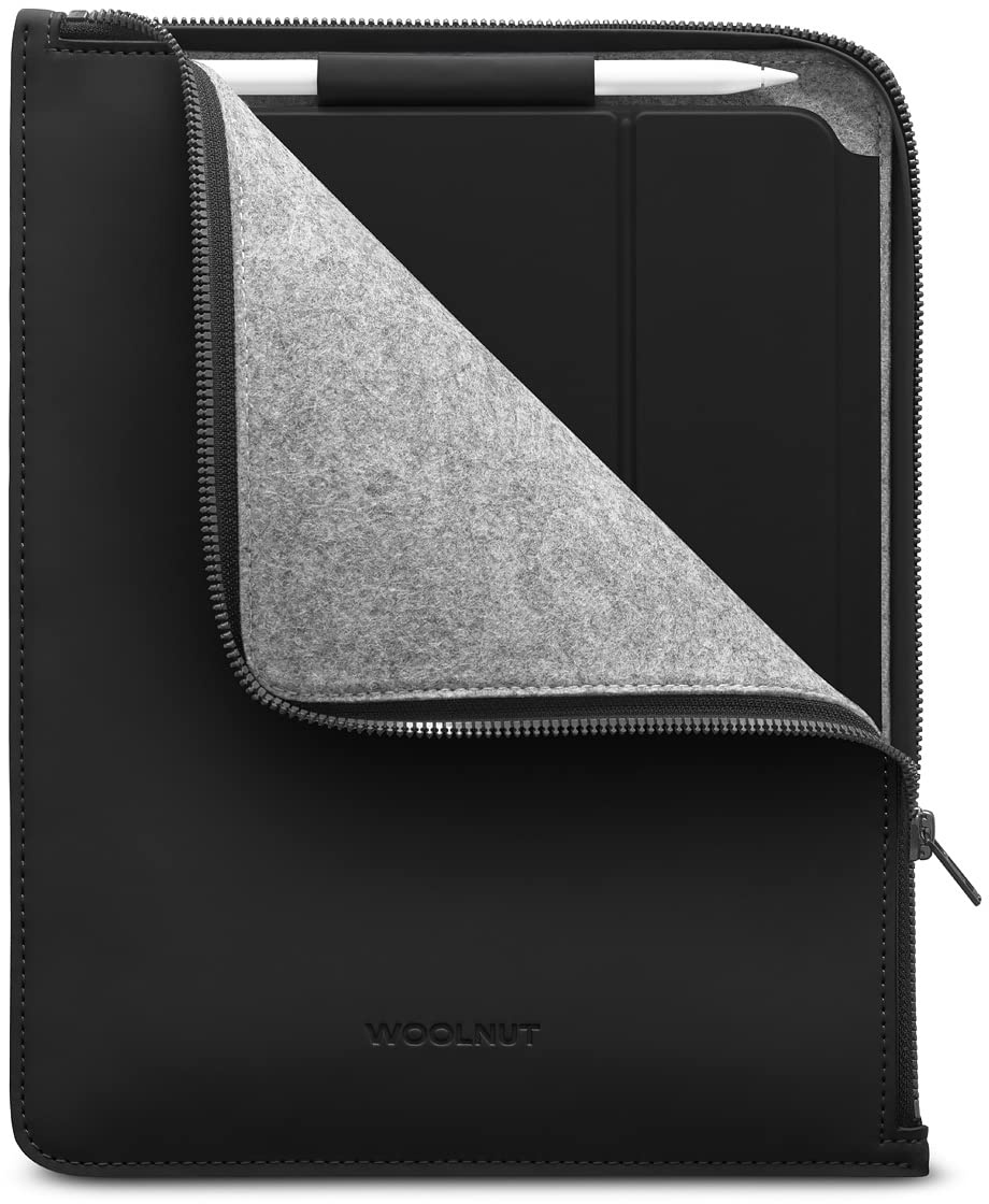 WOOLNUT Matte PU Folio Case Hülle Tasche für iPad Pro 11 und iPad Air 10,9 Zoll - Schwarz