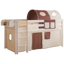TICAA Hochbett Malte 90 x 200 cm Kiefer weiß beige-braun
