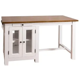 Casa Padrino Küchenbuffet Landhausstil mit 4 Glastüren und 2 Schubladen 150 x 85 x 80 cm Weiß / Dunkelbraun