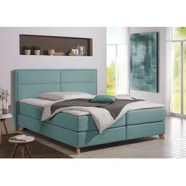 Home Affaire Boxspringbett HOME AFFAIRE "Caria", blau (petrol), B:171cm L:209cm, Strukturstoff-Bezug (100% Polyester);Topperbezug 100% Polyester, Komplettbetten, Boxspringbett, in 5 Breiten, 3 Matratzen-Ausführungen, 2 Härtegraden, Topper
