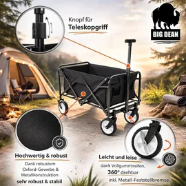 BigDean Bollerwagen faltbar bis 80 kg schwarz