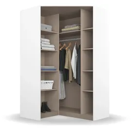 otto home Eckkleiderschrank OTTO HOME "Kleiderschrank Schrank Ankleidezimmer Schlafzimmer Garderobe AGORDO", weiß (alpinweiß), B:117cm H:210cm T:117cm, Holzwerkstoff, Schränke, Eckkleiderschrank, mit Spiegeltüren, voll ausgestattet mit viel Stauraum MADE IN GERMANY