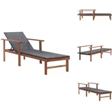 Sonnenliege Poly Rattan Und Massivholz Akazie Schwarz - Sonnenliege - Gartenliege - Poolliege - Rattan Liege - Outdoor Möbel