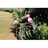 Unbekannt Regenmesser Gartenstecker Rabenpaar Vogel Metall Glas Bunt H 136 cm°