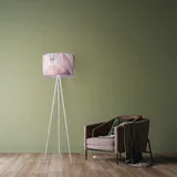 Paco Home Stehlampe Wohnzimmer Modern E27 Leselampe Stehleuchte Stativ Retro Lampenschirm Stoff Geometrisch Mit Stecker, Farbe:Design 5 (Ø45,5 cm), Leuchtenart/Farbe:Stehleuchte Dreinbein - Weiß