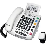 Geemarc Pack SERENTIES Schnurgebundenes Seniorentelefon Fallband-Sensor Beleuchtetes Display Weiß