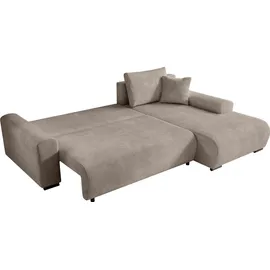 storez24 Eckcouch Cordstoff 2-Sitzer Braun