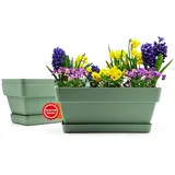 BigDean Blumenkasten 39 x 17 x 17 cm Olivgrün Komplettset