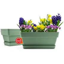 BigDean Blumenkasten 39 x 17 x 17 cm Olivgrün Komplettset
