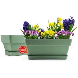 BigDean Blumenkasten 39 x 17 x 17 cm Olivgrün Komplettset
