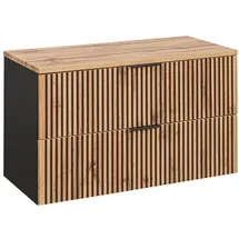 Lomadox Waschtischunterschrank 100 cm 100,6 x 59,2 x 46,5 cm Braun/Schwarz