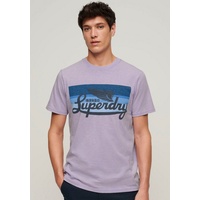 Superdry Cali Logo Kurzarm-t-shirt - Light Lavender Purple Slub