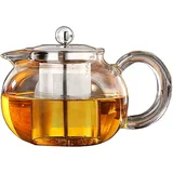 Lifeyz klare transparente Glas teekanne hochwarmfester teekanne Blume Tea Coffee Pot mit rostfreier Stahl Infuser Kurze auslauf teekanne 500ML