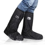 Wasserdicht Überschuhe, Schuhüberzieher Wiederverwendbare, für Regen Schnee Outdoor Rutschfester, Wasserdichter Schutz von den Zehen bis zur Wade, für Männer Frauen (L, Schwarz) - L