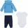 Nike Erstausstattungspaket NIKE SPORTSWEAR "JDI TOSS 3PC FZ PANT SET", Mädchen, Gr. 62 (3), blau (blau, marine), Sweatware, Obermaterial: 60% Baumwolle, 40% Polyester, KOB Set-Artikel Erstausstattungspaket, für Babys