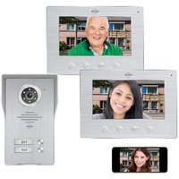 ELRO DV477IP2 WiFi IP Video Türsprechanlage-2-Familien-mit 2X 7-Zoll-Farbbildschirm-Color Night Vision-Live-Ansicht und Kommunikation via App, 12 V, Silber, 2 Familien