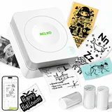 Nelko Mini Drucker PM230 Aufkleber Drucker mit 3 Rollen Etiketten für Smartphone Thermodrucker Bluetooth Etikettendrucker für DIY Erstellung, Studiennotizen, Bilder, Mehrere Vorlagen (Weiß)