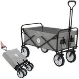 miweba Bollerwagen Transportkarre Handwagen kompakter Bollerwagen MB-35 (Bollerwagen faltbar für Kinder - klappbar - Gerätewagen - Faltwagen, 1-tlg., witterungsbeständig - ergonomischer Griff - aufgeklappt in 10 Sek), kleiner Wendekreis - widerstandsfähig - elastisch - reißfest grau