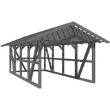 SKANHOLZ Skan Holz Carport Schwarzwald m. Dachlattung u. Rückwand 424 x 772 cm Grau