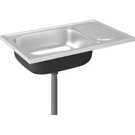 vidaXL Spüle mit Abtropffläche 800 x 500 x 155 mm Silber