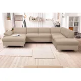 DOMO collection Wohnlandschaft DOMO COLLECTION "Santana mit viel Platz, komfortabel, moderner Fuß, bequeme Armlehne", beige, B:352cm H:79cm T:90cm, Microfaser PRIMABELLE (100% Polyester);Microfaser PRIMABELLE (100% Polyester);Struktur fein ( 100% Polyester), Sofas,