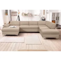 DOMO collection Wohnlandschaft Santana mit viel Platz, komfortabel, moderner Fuß, bequeme Armlehne, wahlweise mit Bettfunktion, U-Form beige