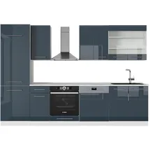 Vicco Küchenzeile Fame-Line 300 cm Dunkelblau Hochglanz/Weiß