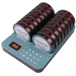 Restaurant-Rufsystem / Beeper / Pager Schwarz, 16 Zifferblätter und 1 Uhr, 300 m Reichweite