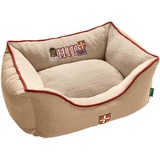 Hunter Universtity Hundesofa, College-Style, Wendekissen, Plüschbesatz, 100 x 80 cm, beige