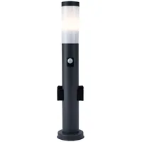 V-Tac Außen Steh Lampe ANTRHAZIT Bewegungsmelder Steckdosen Garten Leuchte