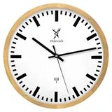 Holzwerk Funkwanduhr Bahnhofs Funk Holz Wand Uhr, braun, beige weiß (Nahezu lautloses Uhrwerk, analog, 30 cm) beige