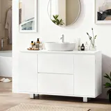 AODEMOKO Waschbeckenunterschrank, Badezimmerschrank mit Schubladen, 90 x 30 x 60 cm, Weiß - Weiß