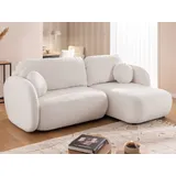 s-style möbel Candy - Modernes Ecksofa L-Form mit Schlaffunktion und Stauraum aus Weiß Bouclé-Stoff mit abgerundetem Design und hohem Sitzkomfort - Weiß