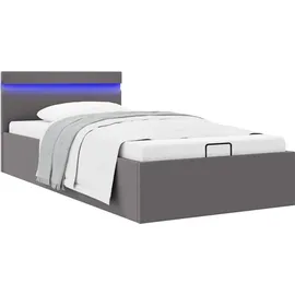 vidaXL Bett mit Bettkasten Hydraulisch LED Grau Kunstleder 100x200 cm