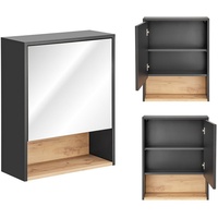 Lomadox Badezimmer Spiegelschrank 60 cm BOLOGNA-56 in anthrazit mit