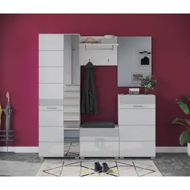 inn.furn Flurkommode, weiß Hochglanz 55 cm, Garderobe, Schuhaufbewahrung, Schuhschränke