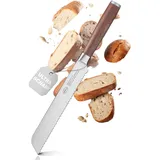 Rösle Brotmesser Masterclass 20 cm - Hochwertiges Brot Messer mit Wellenschliff, Küchenmesser für Brot, Brötchen und Baguette, ein scharfes Schneidemesser mit ergonomischem Griff aus Walnussholz