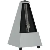 Wittner Metronom Taktell Pyramidenform System Maelzel Designer Serie - Kunststoffgehäuse - Mit Glocke - Hellsilberfarben - Mechanisch zum Aufziehen - Keine Batterien erforderlich - Made in Germany
